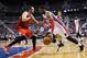 Mar 5, 2014; Auburn Hills, MI, USA; Detroit Pistons center Andre Drummond (0) dribbles at Chicago Bulls center Joakim Noah (13) in the fourth quarter at The Palace of Auburn Hills. Chicago won 105-94. Mandatory Credit: Rick Osentoski-USA TODAY Sports