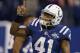 Indianapolis Colts' Antoine Bethea (41) prepares for an NFL football game against the Jacksonville Jaguars Sunday, Dec. 29, 2013, in Indianapolis. (AP Photo/Darron Cummings)