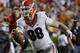 Georgia tight end Arthur Lynch (88) scores on a 24 yard touchdown reception during the second half of an NCAA college football game in Auburn, Ala., Saturday, Nov. 16, 2013. Auburn beat Georgia 43-38. (AP Photo/Dave Martin)