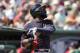 Atlanta Braves' Jason Heyward singles in the fourth inning of an exhibition baseball game against the Boston Red Sox, Friday, March 7, 2014, in Fort, Myers, Fla. (AP Photo/Steven Senne)