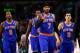 BOSTON, MA - MARCH 12: Carmelo Anthony #7 of the New York Knicks reacts following a timeout in the first quarter against the Boston Celtics during the game at TD Garden on March 12, 2014 in Boston, Massachusetts. NOTE TO USER: User expressly acknowledges and agrees that, by downloading and or using this photograph, User is consenting to the terms and conditions of the Getty Images License Agreement. (Photo by Jared Wickerham/Getty Images)