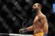 Nov 16, 2013; Las Vegas, NV, USA; Johny Hendricks (blue gloves) looks on between rounds of his welterweight championship bout during UFC 167 at MGM Grand Garden Arena. Mandatory Credit: Stephen R. Sylvanie-USA TODAY Sports