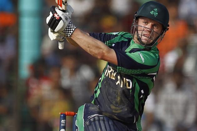 Ireland’s William Porterfield plays a shot during a warm up cricket match against Bangladesh ahead of the ICC World Twenty20 Cricket tournament in Fatullah, near Dhaka, Bangladesh, Friday, March 14, 2014. (AP Photo/A.M. Ahad)