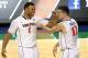 GREENSBORO, NC - MARCH 15: Teammates Justin Anderson #1 and Joe Harris #12 of the Virginia Cavaliers react against the Pittsburgh Panthers during the semifinals of the 2014 Men's ACC Basketball Tournament at Greensboro Coliseum on March 15, 2014 in Greensboro, North Carolina. (Photo by Streeter Lecka/Getty Images)