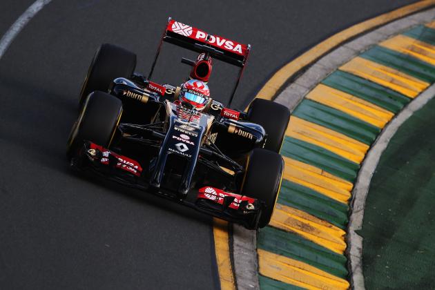 MELBOURNE, AUSTRALIA - MARCH 16: Romain Grosjean of France and Lotus drives during the Australian Formula One Grand Prix at Albert Park on March 16, 2014 in Melbourne, Australia. (Photo by Mark Thompson/Getty Images)