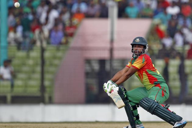 Bangladesh’s Tamim Iqbal plays a shot against Ireland during a warm up cricket match ahead of the ICC World Twenty20 Cricket tournament in Fatullah, near Dhaka, Bangladesh, Friday, March 14, 2014. (AP Photo/A.M. Ahad)