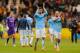 HULL, ENGLAND - MARCH 15: Javi Garcia and Pablo Zabaleta of Manchester City applaud the travelling fans following their team's 2-0 victory during the Barclays Premier league match between Hull City and Manchester City at KC Stadium on March 15, 2014 in Hull, England. (Photo by Paul Thomas/Getty Images)