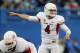 SAN JOSE, CA - NOVEMBER 29: Quarterback Derek Carr #4 of the Fresno State Bulldogs points out the San Jose State Spartans defense in the second quarter on November 29, 2013 at Spartan Stadium in San Jose, California. (Photo by Brian Bahr/Getty Images)