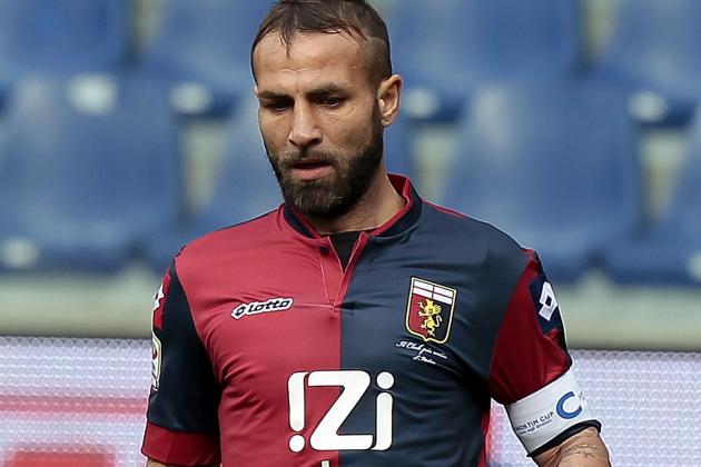 GENOA, ITALY - MARCH 02: Daniele Portanova of Genoa CFC in action during the Serie A match between Genoa CFC and Calcio Catania at Stadio Luigi Ferraris on March 2, 2014 in Genoa, Italy. (Photo by Gabriele Maltinti/Getty Images)