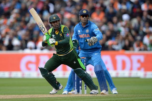 BIRMINGHAM, ENGLAND - JUNE 15:  Shoaib Malik of Pakistan bats during the ICC Champions Trophy match between India and Pakiatan at Edgbaston on June 15, 2013 in Birmingham, England.  (Photo by Gareth Copley/Getty Images)