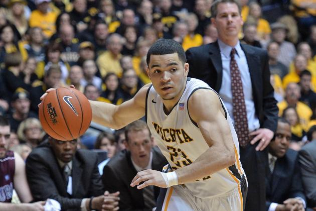 WICHITA, KS - MARCH 01:  Guard Fred VanVleet #23 of the Wichita State Shockers drives to the basket againt the Missouri State Bears during the first half on March 1, 2014 at Charles Koch Arena in Wichita, Kansas.  (Photo by Peter Aiken/Getty Images)