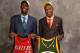 NEW YORK - JUNE 28: Greg Oden (L), selected first overall by the Portland Trailblazers and Kevin Durant, selected second overall by the Seattle SuperSonics, pose for a portrait backstage during the 2007 NBA Draft at The WaMu Theatre at Madison Square Garden June 28, 2007 in New York City. NOTE TO USER: User expressly acknowledges and agrees that, by downloading and or using this photograph, User is consenting to the terms and conditions of the Getty Images License Agreement. Mandatory Copyright Notice: Copyright 2007 NBAE (Photo by Jennifer Pottheiser/NBAE via Getty Images)