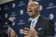 James Franklin answers questions from reporters after he was introduced as Penn State's new football coach during a news conference on Saturday Jan. 11, 2014, in State College, Pa. (AP Photo/John Beale)
