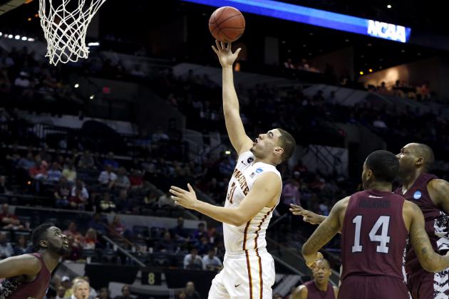 Mar 21, 2014; San Antonio, TX, USA;  Iowa State Cyclones forward Georges Niang (31) shoots against the North Carolina Central Eagles in the second half of a men's college basketball game during the second round of the 2014 NCAA Tournament at AT&T Center. Mandatory Credit: Kevin Jairaj-USA TODAY Sports