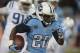 Tennessee Titans running back Chris Johnson (28) runs 30-yards for a touchdown against the Indianapolis Colts in the first quarter of an NFL football game Thursday, Nov. 14, 2013, in Nashville, Tenn.(AP Photo/Wade Payne)