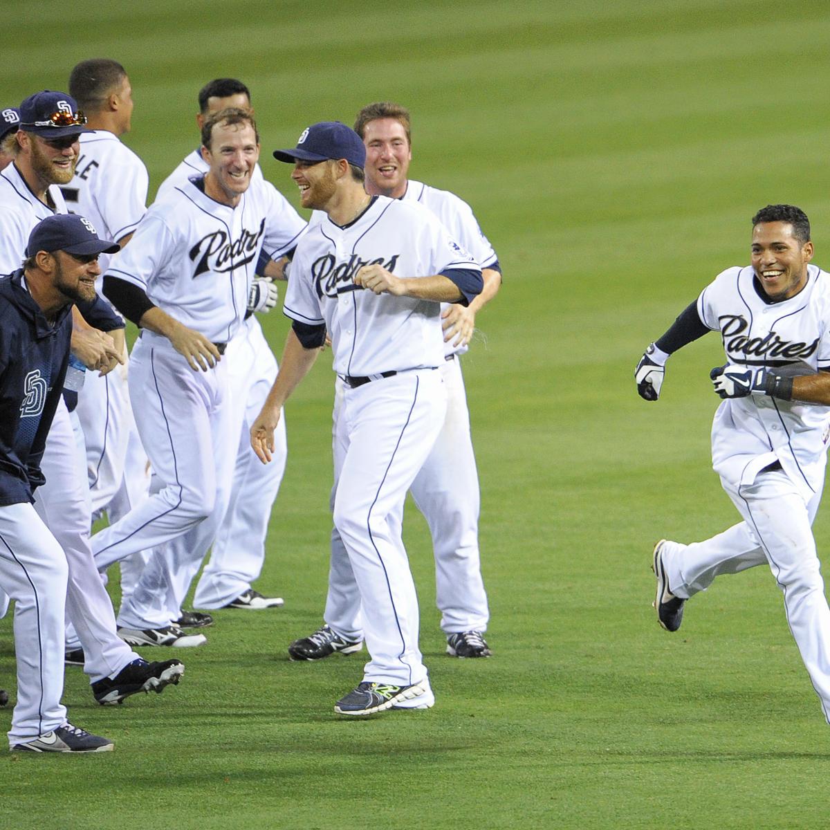 San Diego Padres Chase Headley greeted by team after grand…