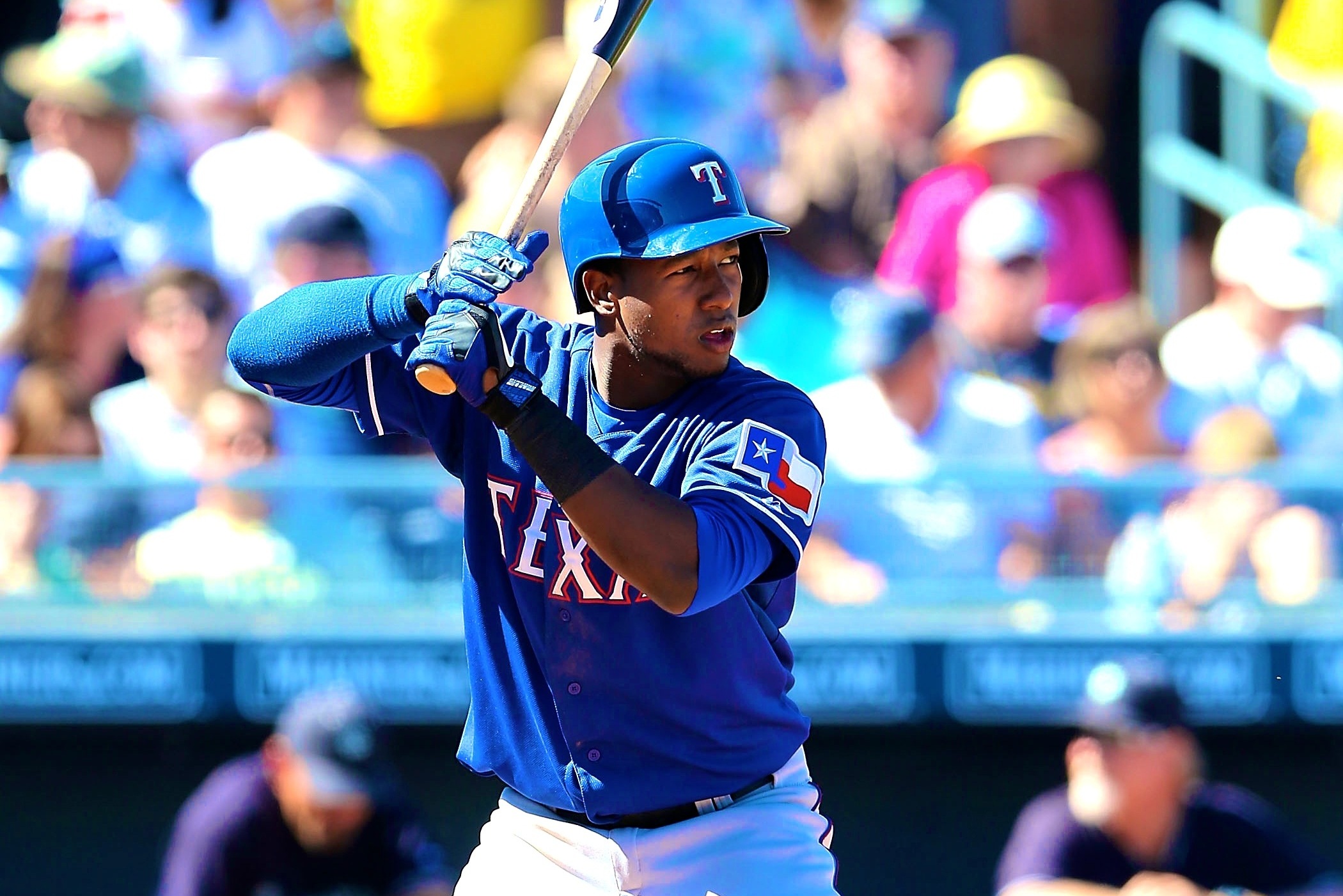 Apr 08, 2018: Texas Rangers shortstop Jurickson Profar #19 at bat