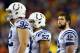 FOXBORO, MA - JANUARY 11: Andrew Luck #12 of the Indianapolis Colts looks on from the sidelines against the New England Patriots during the AFC Divisional Playoff game at Gillette Stadium on January 11, 2014 in Foxboro, Massachusetts. (Photo by Elsa/Getty Images)