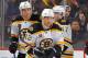 NEWARK, NJ - MARCH 18: Jarome Iginla #12 of the Boston Bruins celebrates his second period goal against the New Jersey Devils at the Prudential Center on March 18, 2014 in Newark, New Jersey. (Photo by Jim McIsaac/Getty Images)