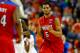 BUFFALO, NY - MARCH 22: Devin Oliver #5 of the Dayton Flyers celebrates against the Syracuse Orange during the third round of the 2014 NCAA Men's Basketball Tournament at the First Niagara Center on March 22, 2014 in Buffalo, New York. (Photo by Jared Wickerham/Getty Images)
