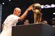 MIAMI, FL - JUNE 24: Ray Allen #34 of the Miami Heat touches the Larry O'Brien trophy during the NBA championship parade through downtown on June 24, 2013 in Miami, Florida. NOTE TO USER: User expressly acknowledges and agrees that, by downloading and or using this photograph, User is consenting to the terms and conditions of the Getty Images License Agreement. Mandatory Copyright Notice: Copyright 2013 NBAE (Photo by David Alvarez/NBAE via Getty Images)