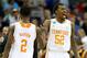 RALEIGH, NC - MARCH 23: Antonio Barton #2 and Jordan McRae #52 of the Tennessee Volunteers celebrate late in the game against the Mercer Bears during the third round of the 2014 NCAA Men's Basketball Tournament at PNC Arena on March 23, 2014 in Raleigh, North Carolina. (Photo by Streeter Lecka/Getty Images)