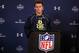 Feb 21, 2014; Indianapolis, IN, USA; Texas A&M Aggies quarterback Johnny Manziel speaks to the media in a press conference during the 2014 NFL Combine at Lucas Oil Stadium. Mandatory Credit: Brian Spurlock-USA TODAY Sports