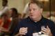 Philadelphia Eagles head coach Chip Kelly talks with reporters during the NFC Head Coaches Breakfast at the NFL football meetings in Orlando, Fla., Wednesday, March 26, 2014. (AP Photo/John Raoux)