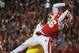Nebraska's Stanley Jean-Baptiste (16) grabs a pass intended for Michigan's Devin Gardner (12) in the fourth quarter of an NCAA college football game Saturday, Oct. 27, 2012, in Lincoln, Neb. (AP Photo/Dave Weaver)