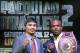 Boxer Manny Pacquiao, of the Phillipines, left, poses for a photo with current WBO World Welterweight champion Timothy Bradley of Indio, Ca., during a press conference Thursday, Feb. 6, 2014, in New York. The pair will face off in a rematch of their previous title fight in Las Vegas, April 12, 2014. Bradley won their first encounter. (AP Photo/Kathy Willens)