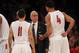 NEW YORK, NY - APRIL 1: Head coach Larry Brown of the Southern Methodist Mustangs talks with Keith Frazier