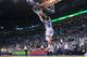 OKLAHOMA CITY, OK - April 3, 2014: Russell Westbrook #0 of the Oklahoma City Thunder dunks against the San Antonio Spurs at the Chesapeake Arena on April 3, 2014 in Oklahoma City, Oklahoma. NOTE TO USER: User expressly acknowledges and agrees that, by downloading and/or using this photograph, user is consenting to the terms and conditions of the Getty Images License Agreement. Mandatory Copyright Notice: Copyright 2014 NBAE (Photo by Richard Rowe/NBAE via Getty Images)