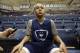 Connecticut's Shabazz Napier responds to a question following an NCAA college basketball team workout Tuesday, April 1, 2014, in Storrs, Conn. UConn will be playing Florida in the Final Four on Saturday in Dallas. (AP Photo/Steven Senne)