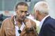 Atalanta President Antonio Percassi, right, talks with Cagliari President Massimo Cellino prior to the Serie A soccer match between Cagliari and Atalanta, at the Nereo Rocco Stadium in Trieste, Italy, Sunday, Aug. 25, 2013. (AP Photo/Paolo Giovannini)