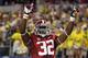 ARLINGTON, TX - SEPTEMBER 01: C.J. Mosley #32 of the Alabama Crimson Tide celebrates a touchdown interception against the Michigan Wolverines at Cowboys Stadium on September 1, 2012 in Arlington, Texas. (Photo by Ronald Martinez/Getty Images)