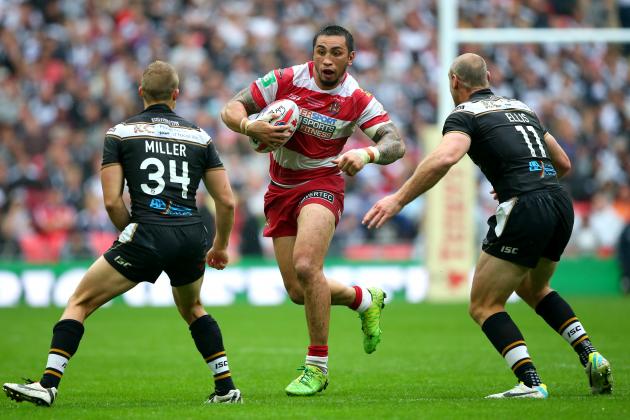 LONDON, ENGLAND - AUGUST 24:  Harrison Hansen of Wigan Warriors in action during the Tetley's Challenge Cup Final between Wigan Warriors and Hull FC at Wembley Stadium on August 24, 2013 in London, England.  (Photo by Julian Finney/Getty Images)