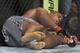 Alistair Overeem, of The Netherlands, is sent to the mat by Antonio Silva during their UFC 156 heavyweight mixed martial arts match, Saturday, Feb. 2, 2013 at The Mandalay Bay Resort & Casino in Las Vegas. Silva won by TKO moments later. (AP Photo/Eric Jamison)