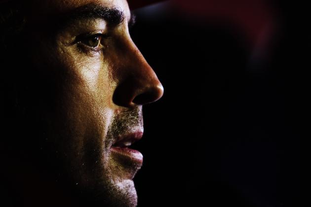 BAHRAIN, BAHRAIN - FEBRUARY 28:  Fernando Alonso of Spain and Ferrari is interviewed by the media following day two of Formula One Winter Testing at the Bahrain International Circuit on February 28, 2014 in Bahrain, Bahrain.  (Photo by Ker Robertson/Getty Images)