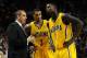 Dec 18, 2013; Miami, FL, USA; Indiana Pacers head coach Frank Vogel (left) talks with point guard George Hill (3) and shooting guard Lance Stephenson (1) during the second half against the Miami Heat at American Airlines Arena. Miami won 97-94. Mandatory Credit: Steve Mitchell-USA TODAY Sports