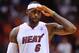 Miami Heat forward LeBron James (6) drives around Memphis Grizzlies guard Tony Allen (9) in the first half of an NBA basketball game Wednesday, April 9, 2014, in Memphis, Tenn. (AP Photo/Mark Humphrey)