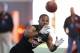 Oklahoma State's Justin Gilbert catches a pass during Oklahoma State's pro day for NFL scouts in Stillwater, Okla., Thursday, March 13, 2014. (AP Photo/Sue Ogrocki)