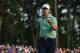 Jordan Spieth pumps his fist after a birdie putt on the second hole during the fourth round of the Masters golf tournament Sunday, April 13, 2014, in Augusta, Ga. (AP Photo/Matt Slocum)