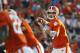Clemson quarterback Cole Stoudt (18) throws against Wake Forest during the second half of an NCAA college football game, Saturday, Sept. 28, 2013, in Clemson, S.C. Clemson won 56-7. (AP Photo/Rainier Ehrhardt)
