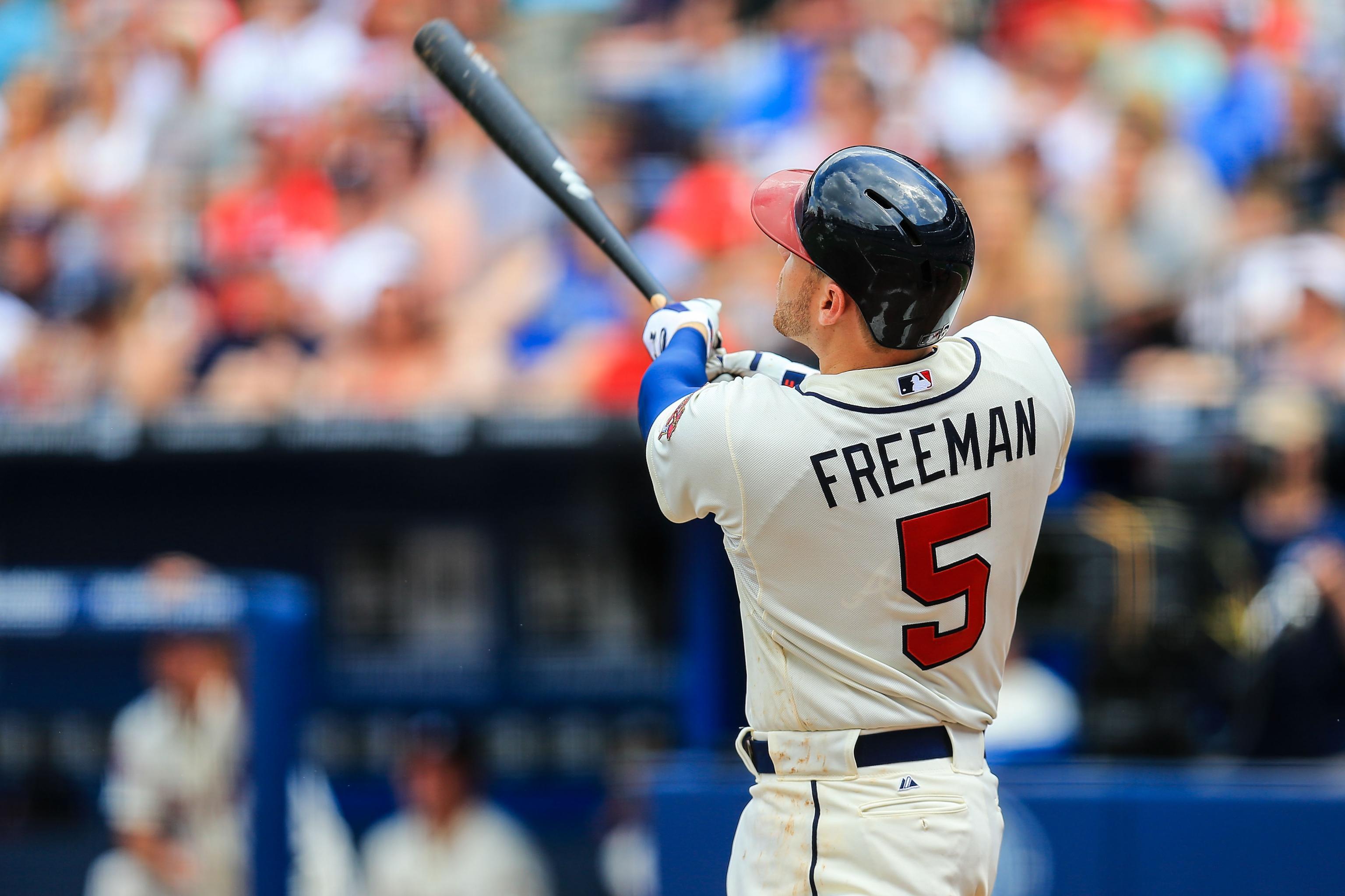 Men's Majestic MLB Atlanta Braves #5 Freddie Freeman Military