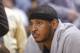 OAKLAND, CA - MARCH 30: Carmelo Anthony #7 of the New York Knicks rests on the bench during the game against the Golden State Warriors on March 30, 2014 at Oracle Arena in Oakland, California. NOTE TO USER: User expressly acknowledges and agrees that, by downloading and or using this photograph, user is consenting to the terms and conditions of Getty Images License Agreement. Mandatory Copyright Notice: Copyright 2014 NBAE (Photo by Rocky Widner/NBAE via Getty Images)