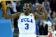 LOS ANGELES, CA - JANUARY 09: Jordan Adams #3 of the UCLA Bruins celebrates after his three point basket ied the score with 2:14 left in the game against the Arizona Wildcats at Pauley Pavilion on January 9, 2014 in Los Angeles, California. Arizona won 79-75. (Photo by Stephen Dunn/Getty Images)
