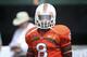Miami's Duke Johnson (8) during the first half of a NCAA college football game in Miami Gardens, Fla., Saturday, Sept. 7, 2013 against Florida. (AP Photo/J Pat Carter)