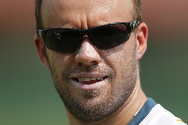 South Africa's AB de Villiers attends a training session ahead of their ICC Twenty20 Cricket World Cup semifinal match against India in Dhaka, Bangladesh, Wednesday, April 2, 2014. (AP Photo/Aijaz Rahi)