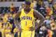 INDIANAPOLIS, IN - APRIL 19: Lance Stephenson #1 of the the Indiana Pacers walks of the court after the 101 -93 loss to the Atlanta Hawks in Game 1 of the Eastern Conference Quarterfinals during the 2014 NBA Playoffs at Bankers Life Fieldhouse on April 19, 2014 in Indianapolis, Indiana. NOTE TO USER: User expressly acknowledges and agrees that, by downloading and or using this photograph, User is consenting to the terms and conditions of the Getty Images License Agreement. (Photo by Andy Lyons/Getty Images)