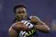 Clemson wide receiver Sammy Watkins makes a catch during a drill at the NFL football scouting combine in Indianapolis, Sunday, Feb. 23, 2014. (AP Photo/Michael Conroy)